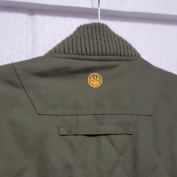 Beretta Quilted Field Jacket Olive Green Suede Trim Full Zip Size L - Picture 13 of 15